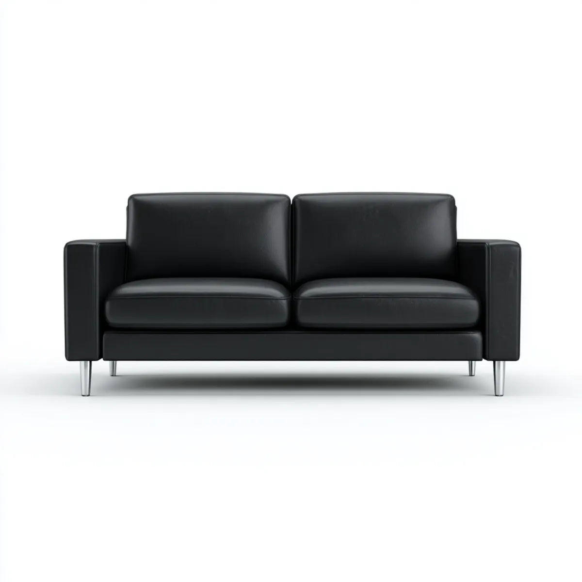 sofa 2-osobowa czarna 160 x 85 x 82 cm ze sztuczną skórą i stalowymi nogami