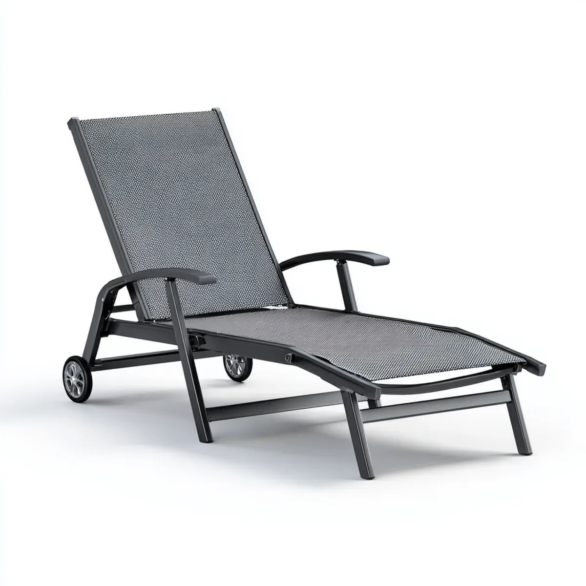 Leżanka ogrodowa, Łożysko z rolkami czarnego szarego 195 x 65 x 100 cm aluminium poliestrowy prostokątna