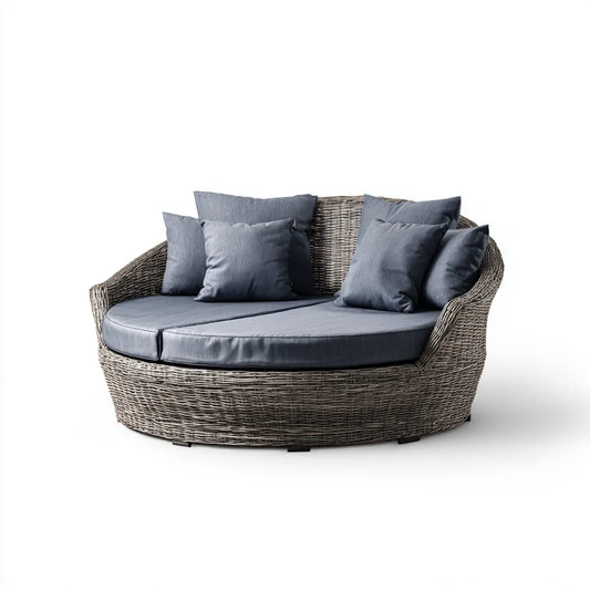 Leżanka ogrodowa, Ogród dwuosobowy naturalne szary antracyt z rattanu PE 180 x 160 x 85 cm