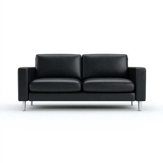 sofa 2-osobowa czarna 160 x 85 x 82 cm ze sztuczną skórą i stalowymi nogami
