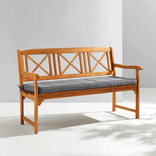Ławka ogrodowa 3-fotelik Brązowy szary 150 x 65 x 90 cm Acacia lite drewno prostokątne z poduszką siedzenia