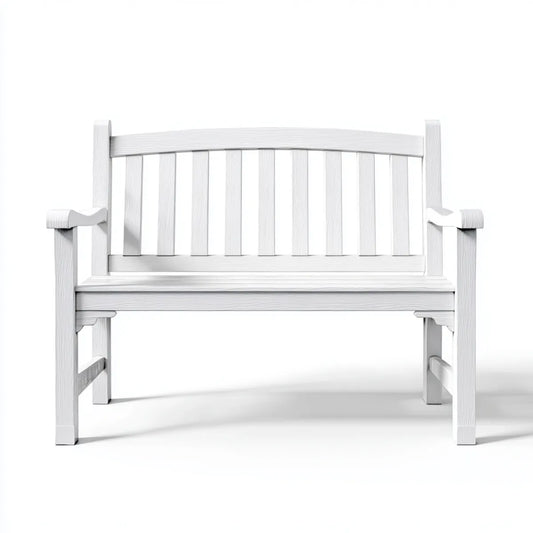 Ławka ogrodowa 2-osobowa biały 120 x 65 x 90 cm lite drewno prostokątne